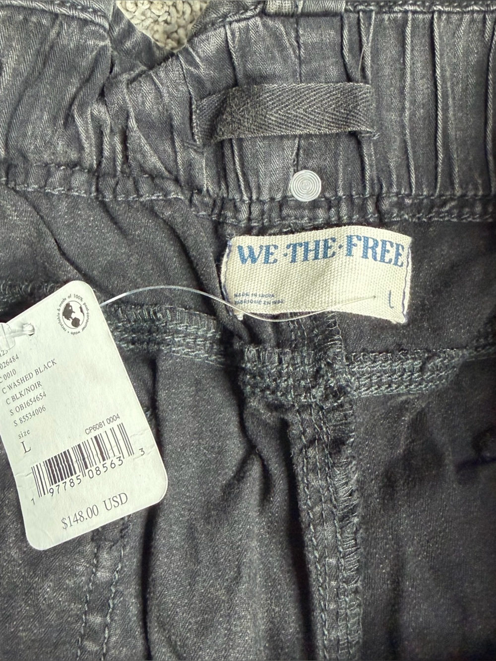 Free People Can't Compare Slouch Pants Large Washed Black cargo grunge urban - Picture 8 of 12